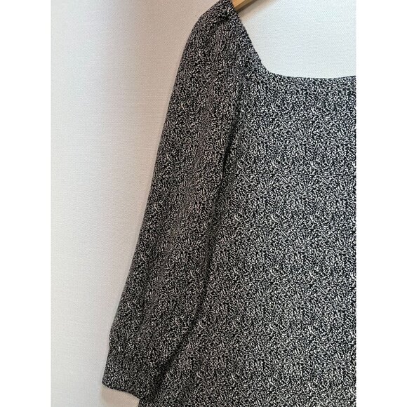 Loft Womens Cozy Square Neck Shift Dress Long Sleeve Size M Black White Speckled - Picture 5 of 12